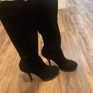 Black suede platform boots